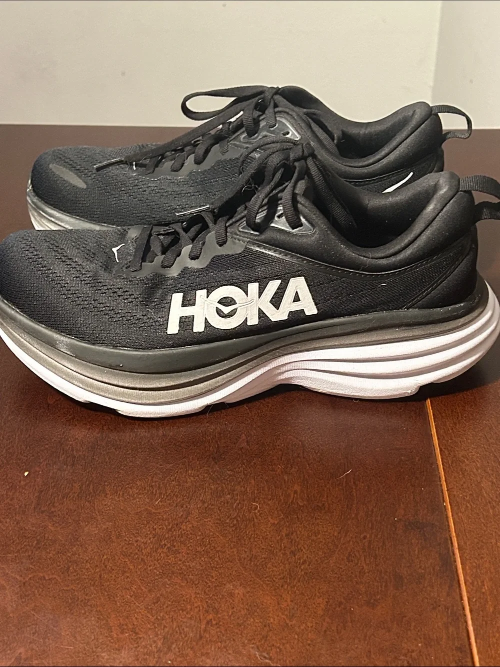 Hoka Black and White Women's Cushioned Running Sneakers
